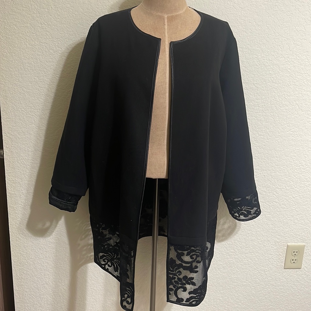 The Limited Black Open Front Jacket With Lace Trim